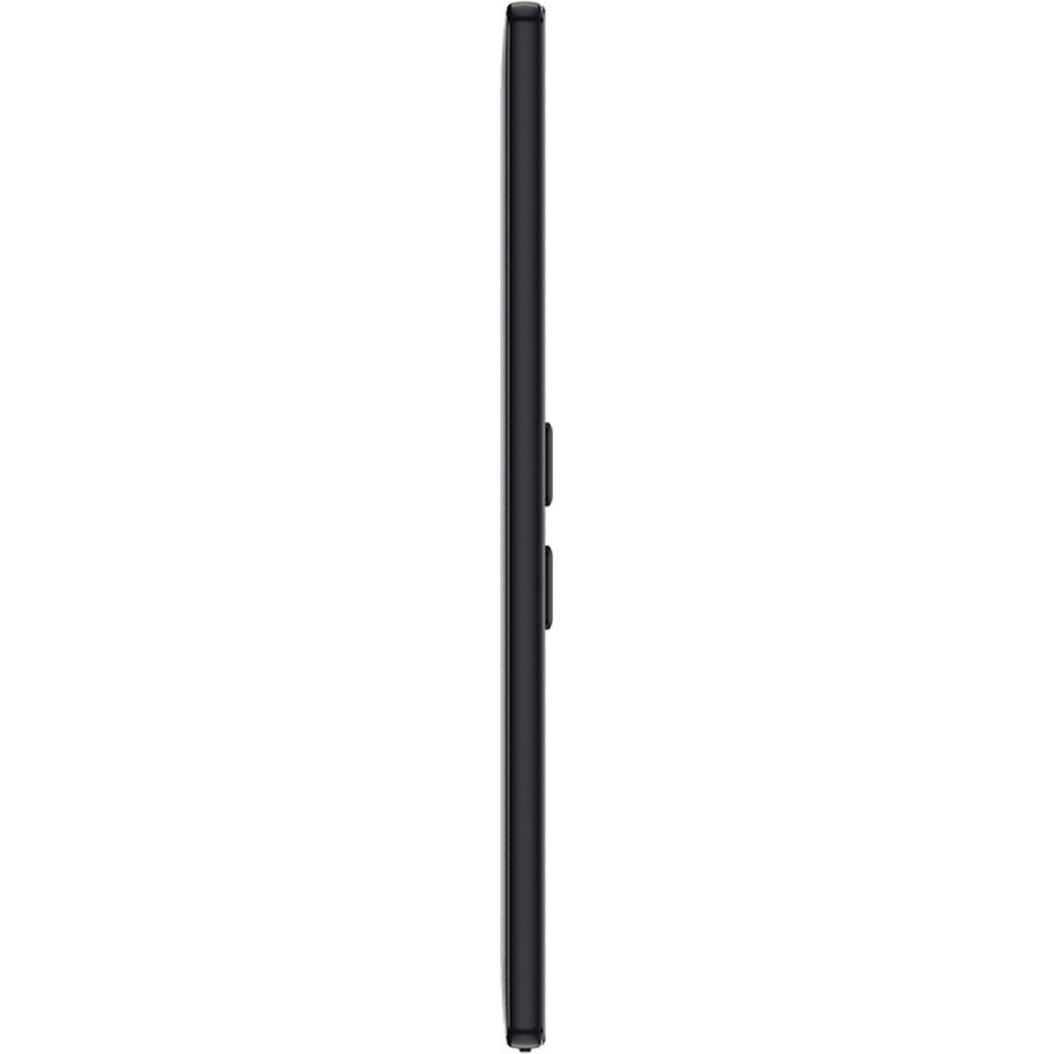 Side view of a black smartphone with buttons on the right edge against a white background.