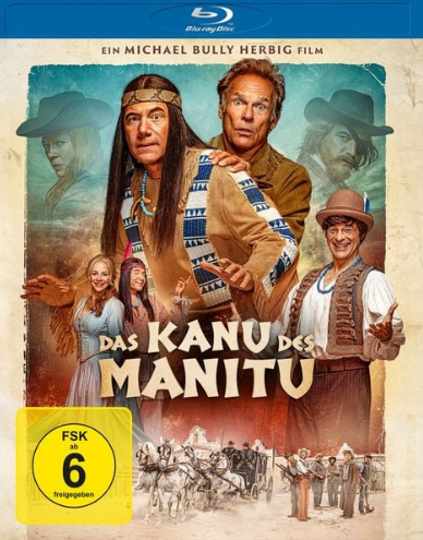 Filmplakat mit Schauspielern in Kostümen, mit Text 'Das Kanu des Manitou'.