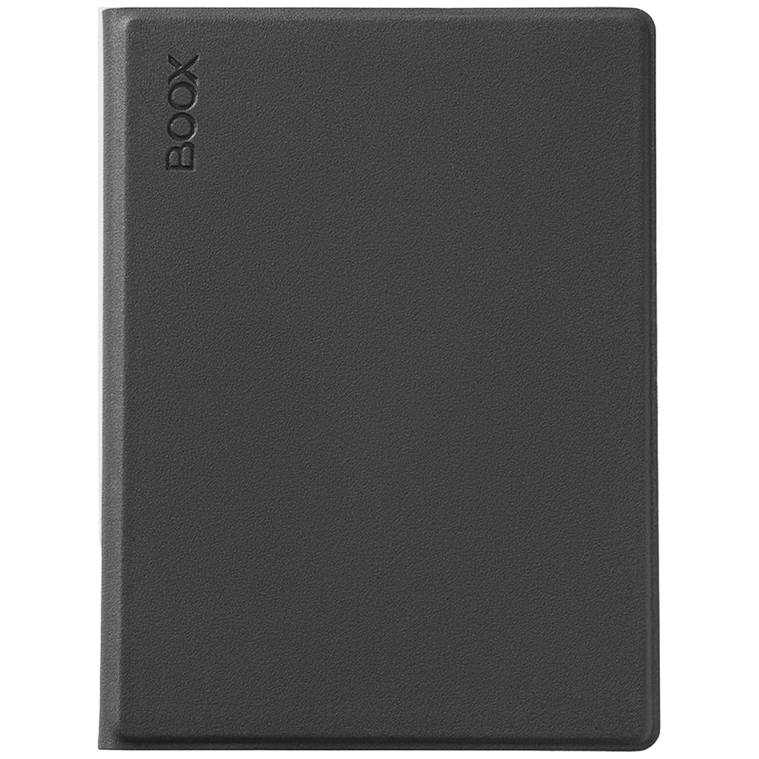 Een donkergrijze e-reader cover met het BOOX logo aan de linkerkant.