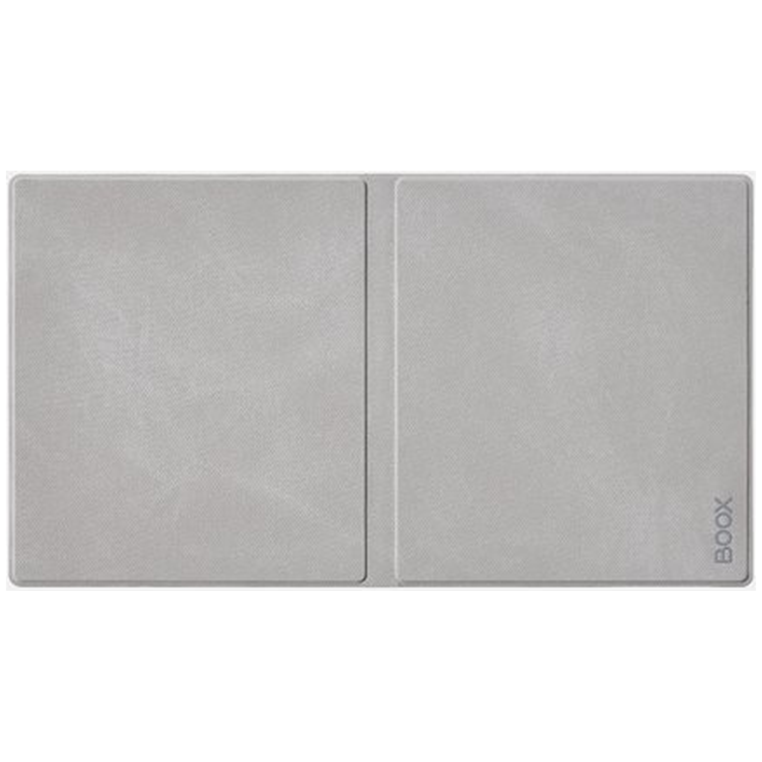 Grijze e-reader hoes, met BOOX logo aan de rechterkant.