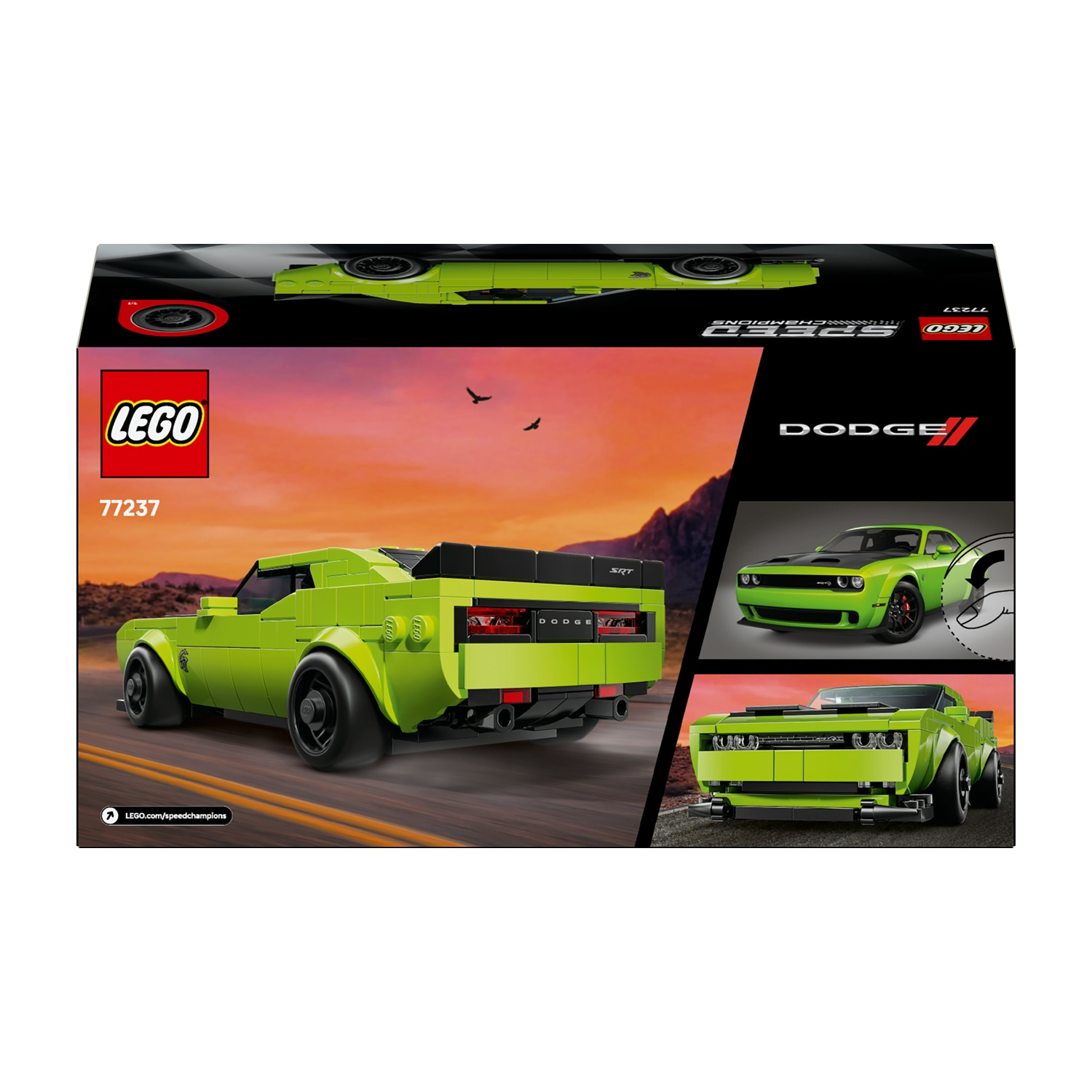 LEGO Speed Champions Dodge Challenger SRT Demon 16 largo verde lime.