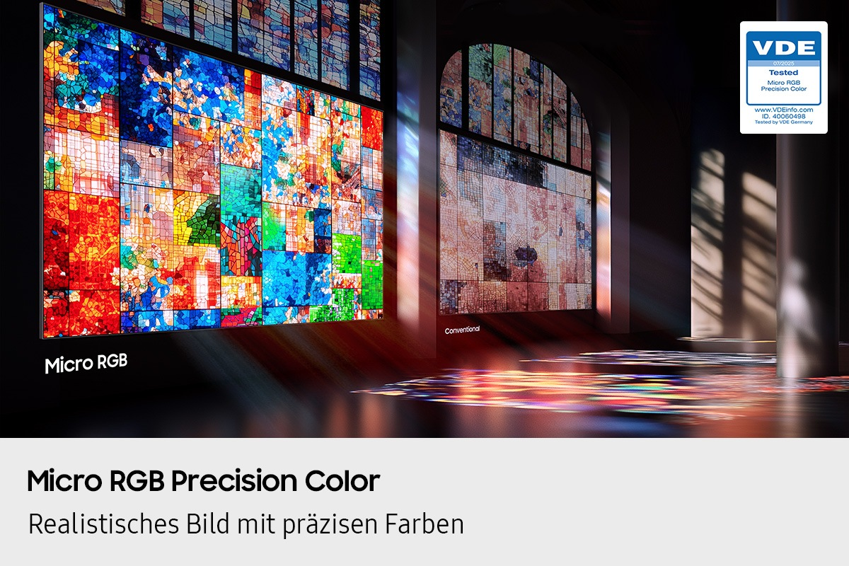 L'écran Micro RGB affiche des couleurs vives à côté d'un écran conventionnel. Testé par VDE.