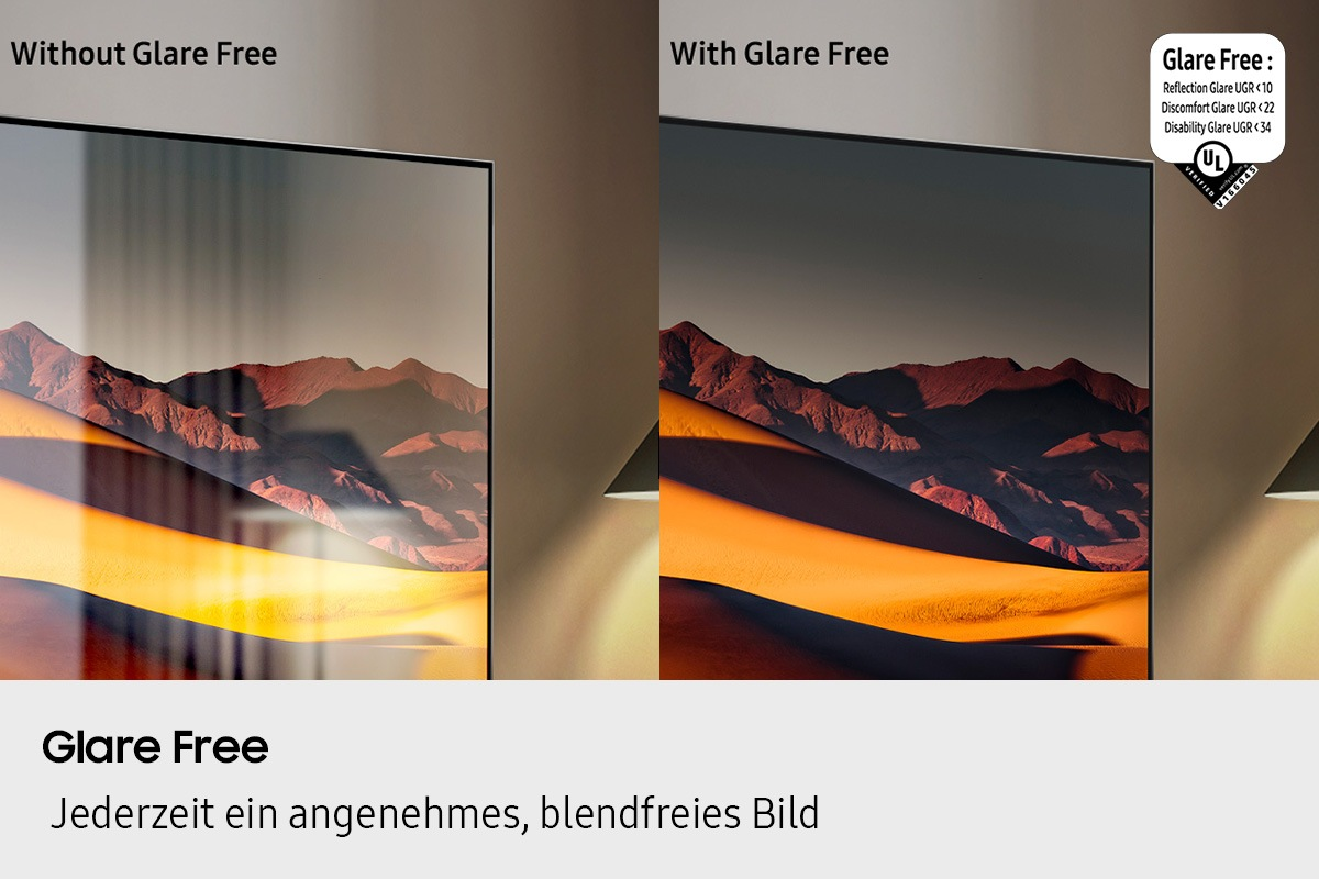 Comparaison de deux écrans : un avec reflets, un sans reflets. Paysage de montagne.