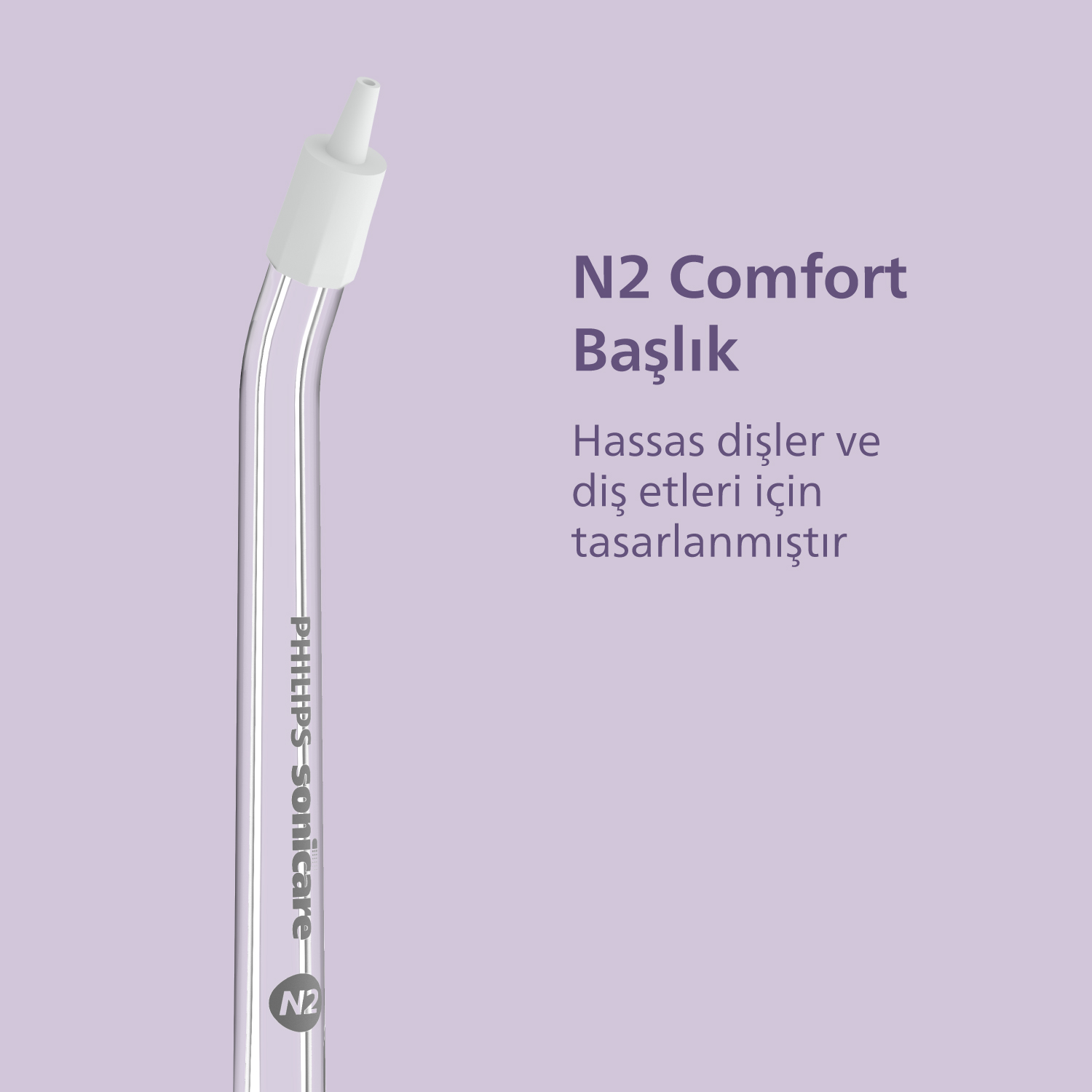 Philips Sonicare logosu ve beyaz uçlu şeffaf başlık.