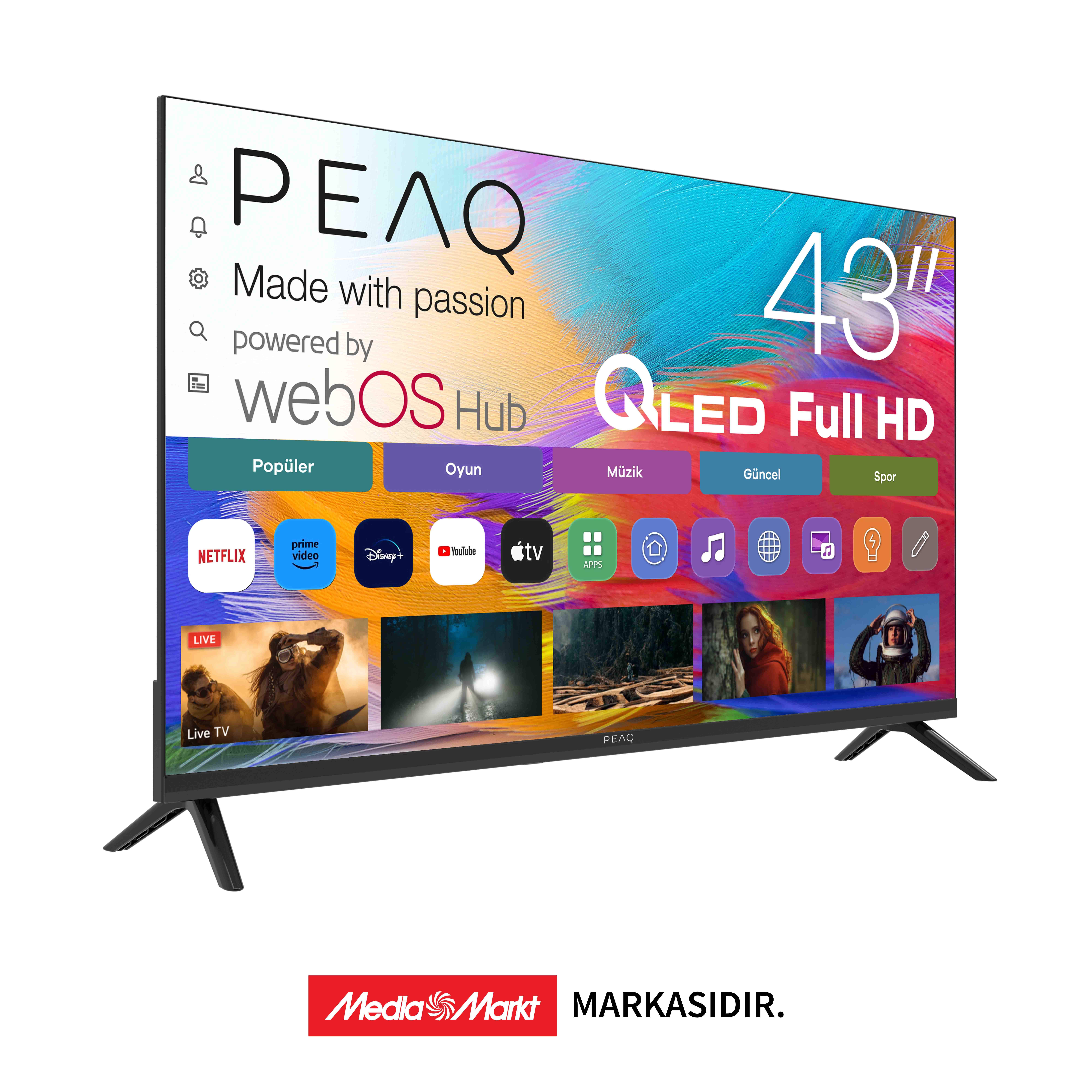 PEAQ 43Q90 43'' QLED Smart TV – WebOS İşletim Sistemli, Dahili