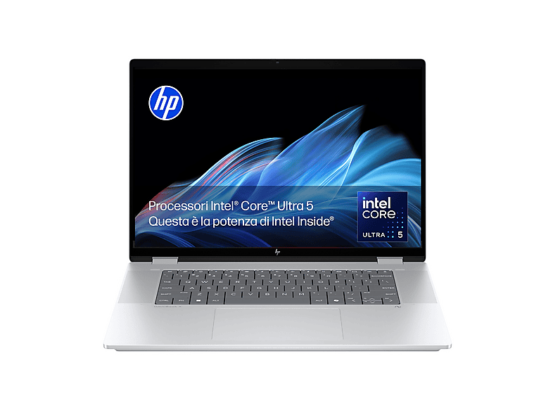 HP Omnibook X 16-As0022Nl convertibile 2 in 1, 16", processore Intel Core Ultra 5 226V, GB, 1000 GB Ssd, Argento, Touchscreen Oled, Windows 11 Home