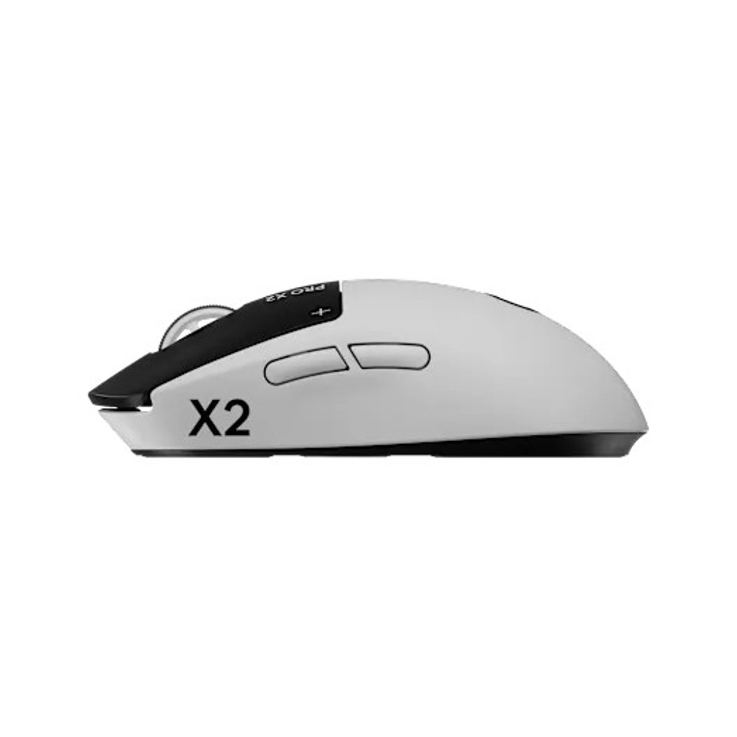Mouse da gaming bianco con accenti neri e logo 'X2'.