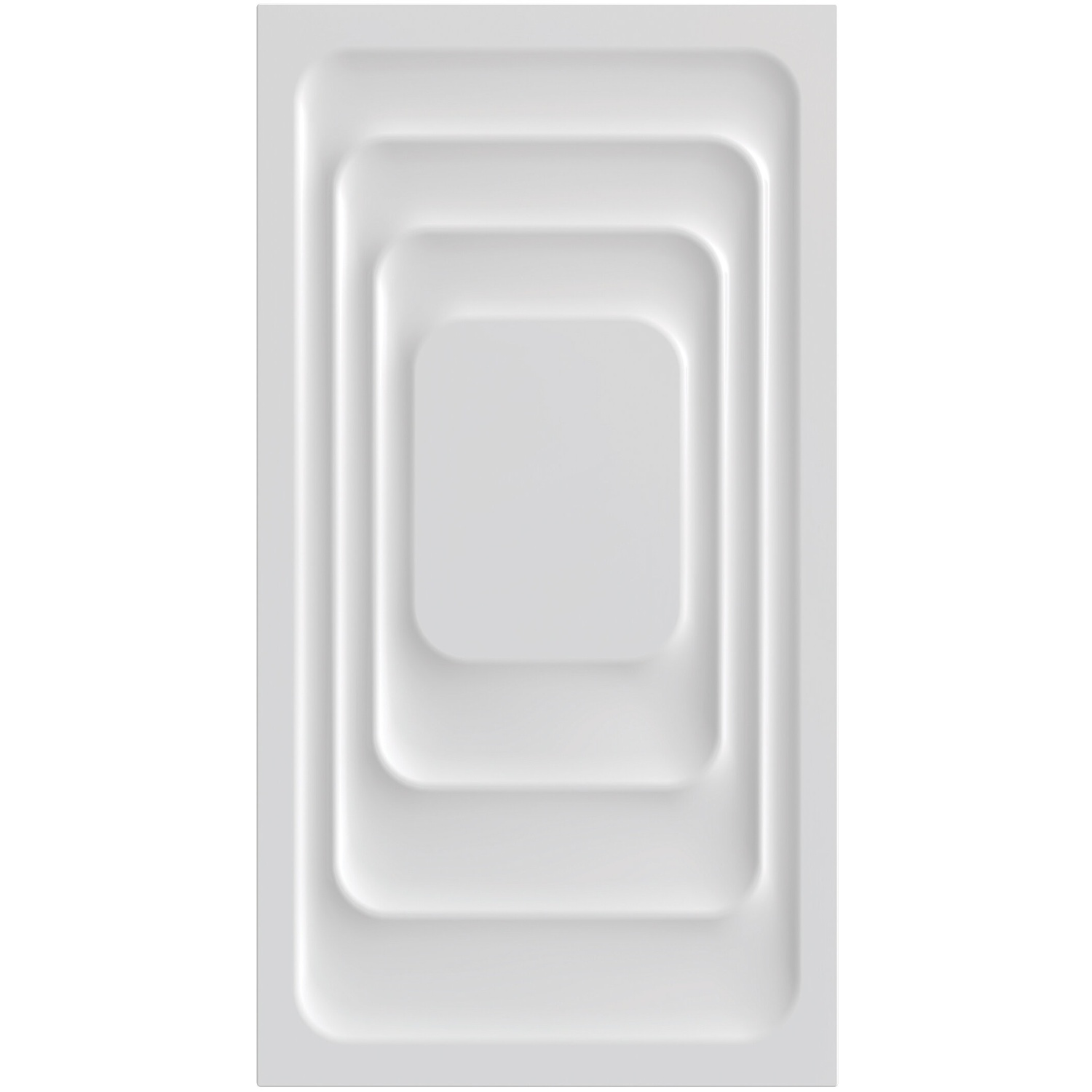 A white rectangle with concentric, rounded steps and a central square.
