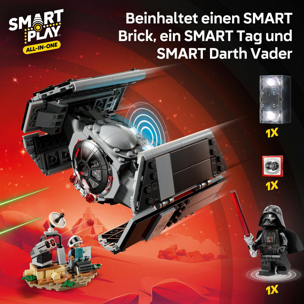 LEGO Star Wars TIE Fighter mit Darth Vader und einer kleinen Basis.