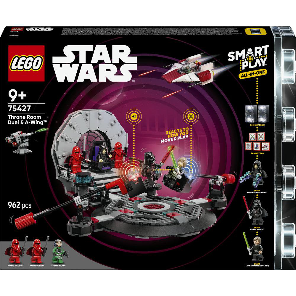 LEGO Star Wars-Set mit Thronraum, Darth Vader, Luke Skywalker und A-Wing.
