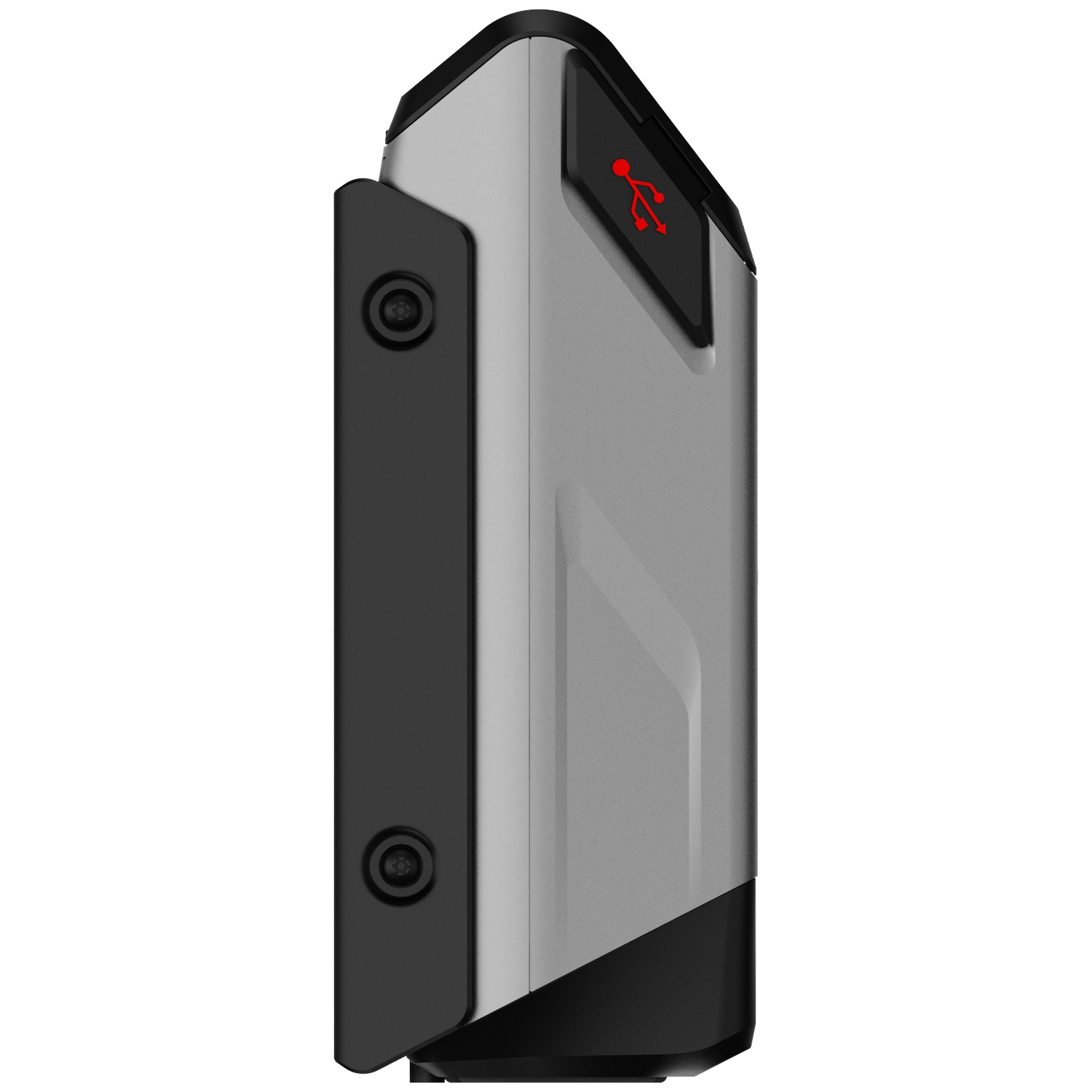 Gray device with red USB symbol and black accents.