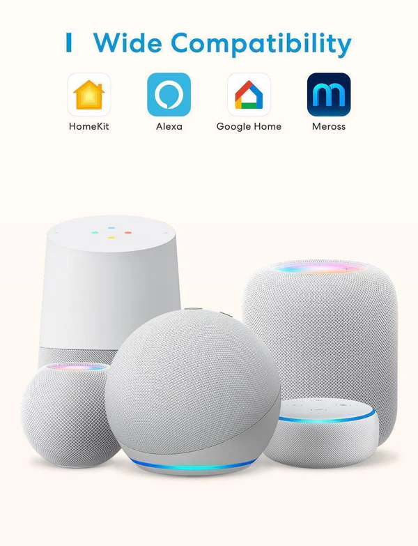 Okos hangszórók: HomePod, Google Nest, Alexa Echo Dot és Google Home Mini.
