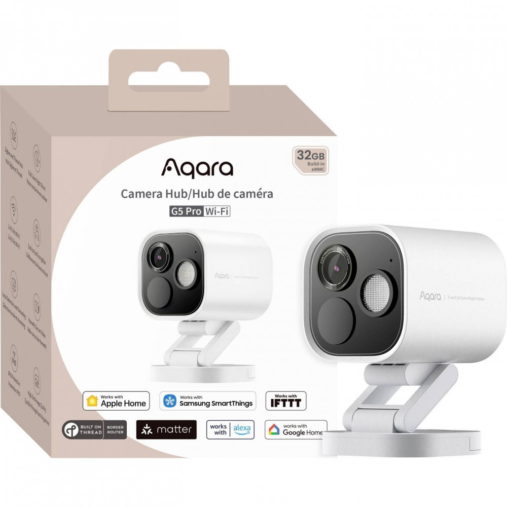 Aqara G5 Pro Wi-Fi kamera hub 32GB tárhellyel, kompatibilis Apple Home, Google Home, Alexa.