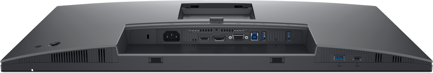 Arrière d'un moniteur montrant les ports : alimentation, HDMI, USB, DisplayPort, USB-C.