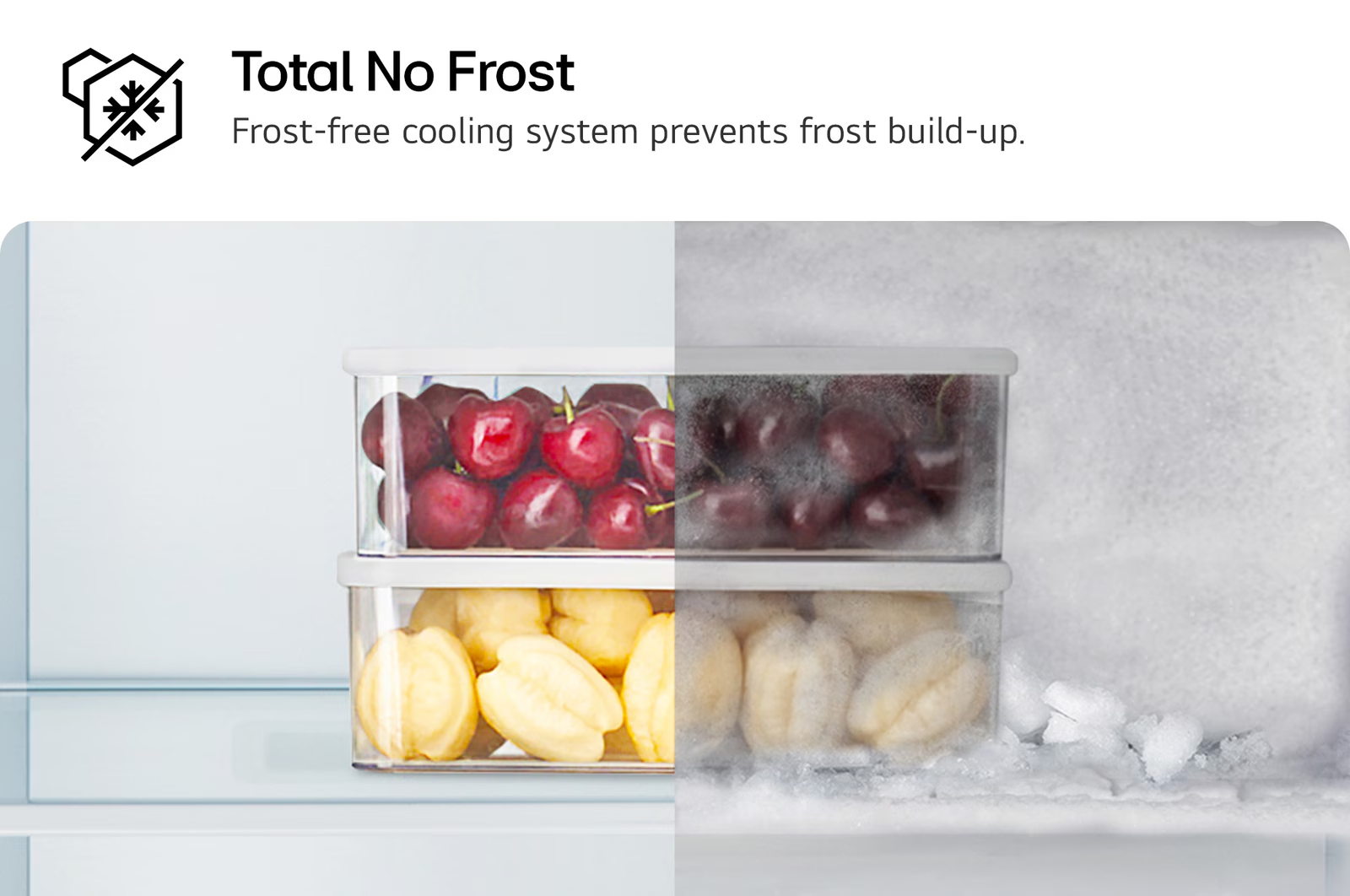 Total No Frost: Bal oldalon friss cseresznye, jobb oldalon jeges.