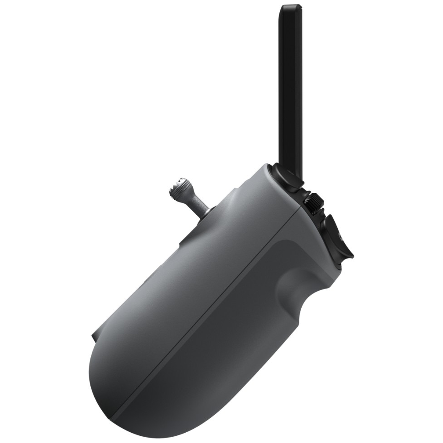 Grijze controller met antenne en kartelschroef.