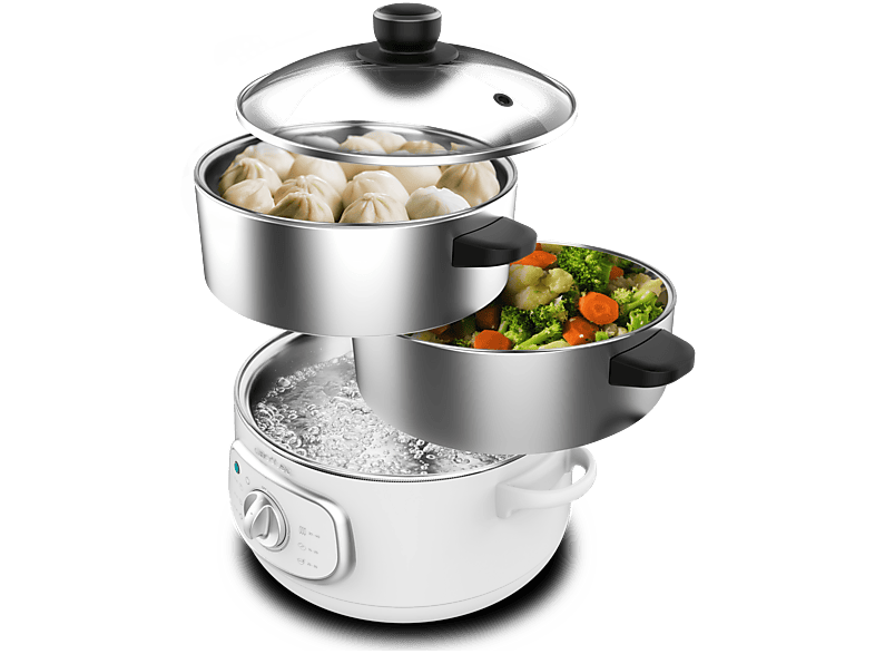 Cecotec Vaporiera Elettrica Vapovita Steelpot. Potenza 1300W, Contenitori Inox, Capacità 10L, Tempo Regolabile, Spegnimento Automatico, Facile Pulizia, Coperchio Speciale, Cucina Sana, Sicurezza