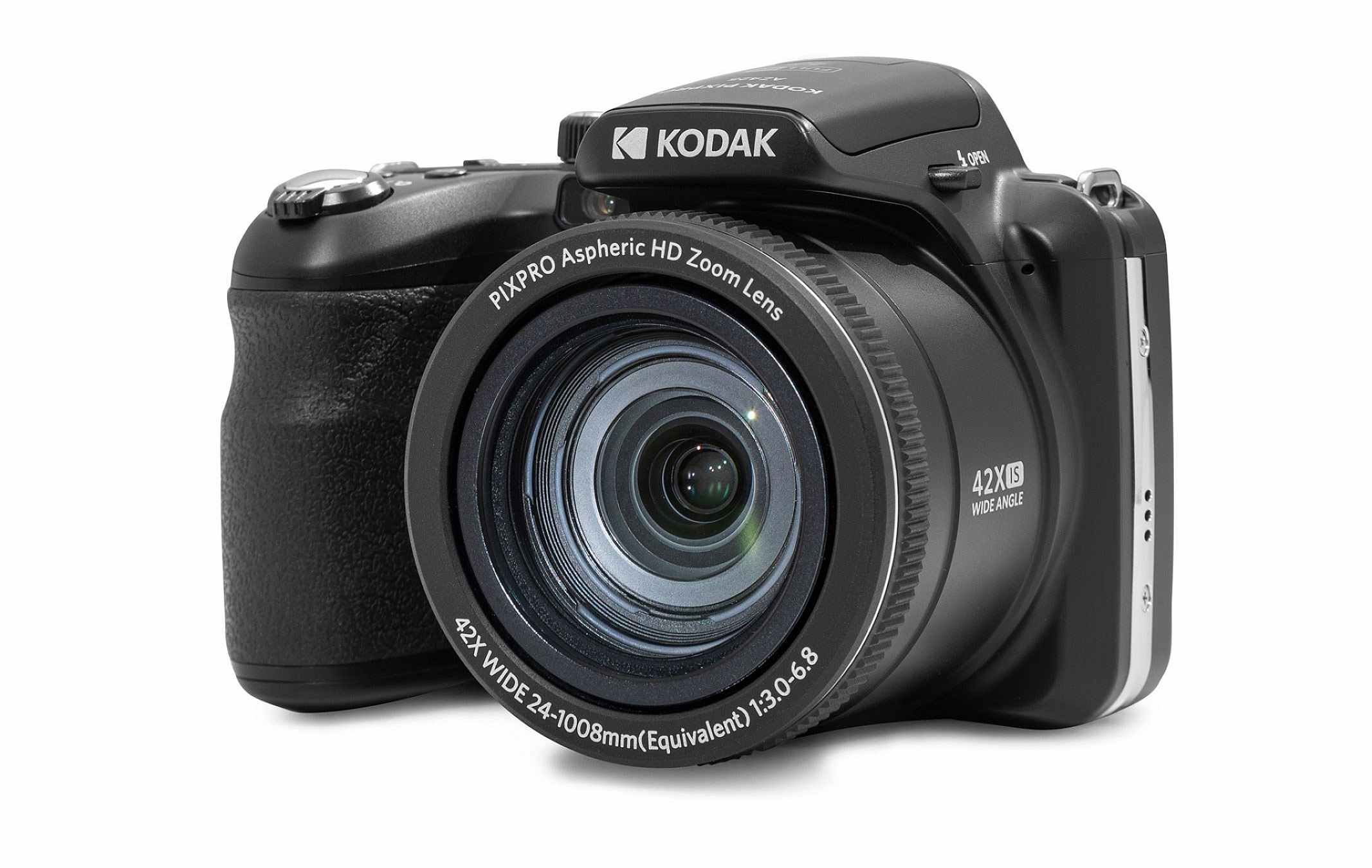 Un appareil photo numérique Kodak noir avec un zoom 42x.