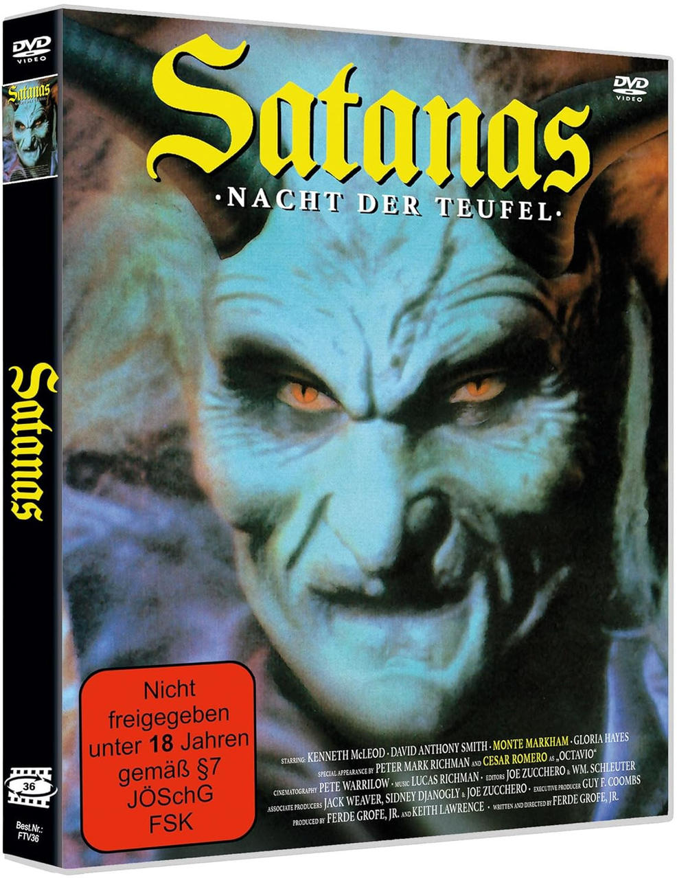 DVD-Hülle von Satanas mit dämonischem Gesicht und roten FSK-Siegel.
