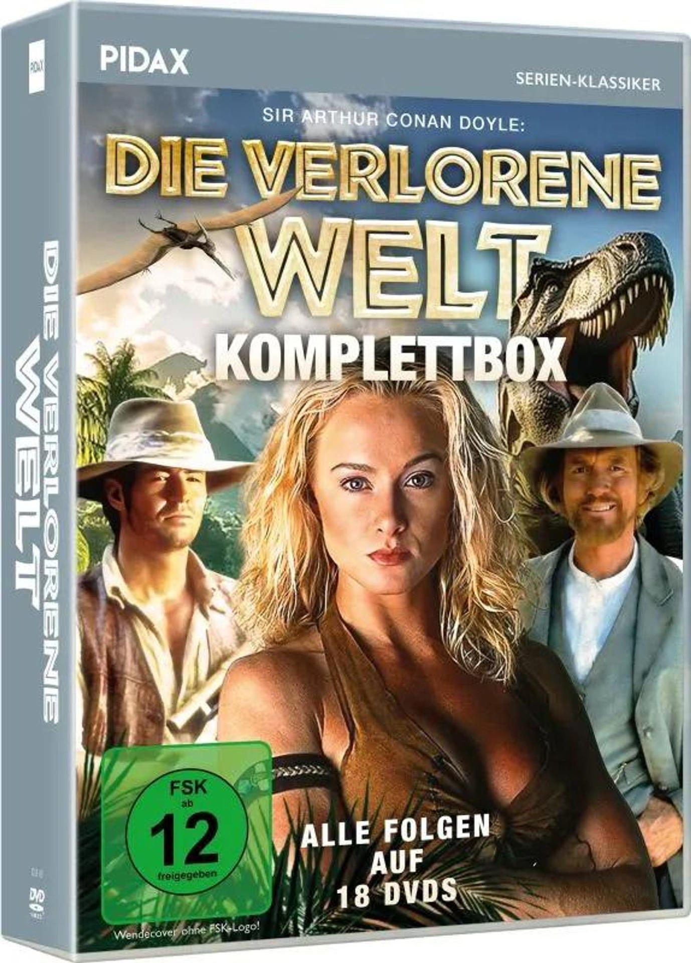 DVD-Hülle mit Dinosauriern, Filmplakat und FSK 12 Siegel.