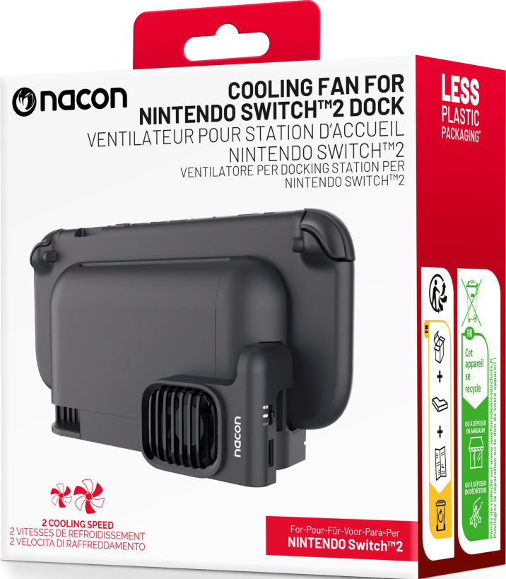 Un ventilateur Nacon pour la station d'accueil Nintendo Switch avec 2 vitesses. Moins d'emballage.