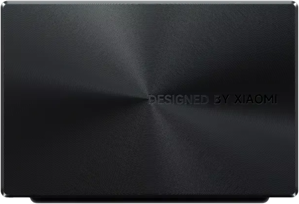 Appareil rectangulaire noir avec lignes concentriques et "DESIGNED BY XIAOMI".