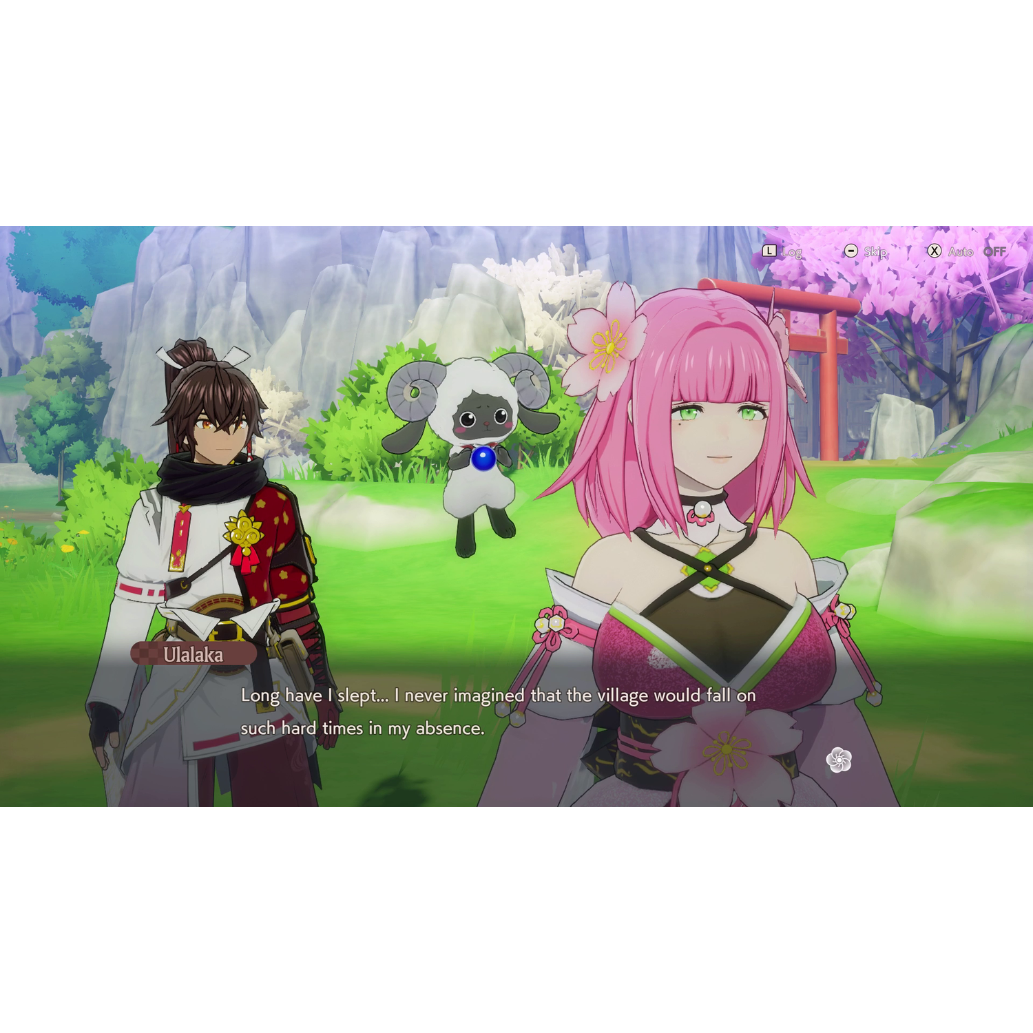 Anime-personages: een man met knot, een schaapachtig wezen en een vrouw met roze haar.
