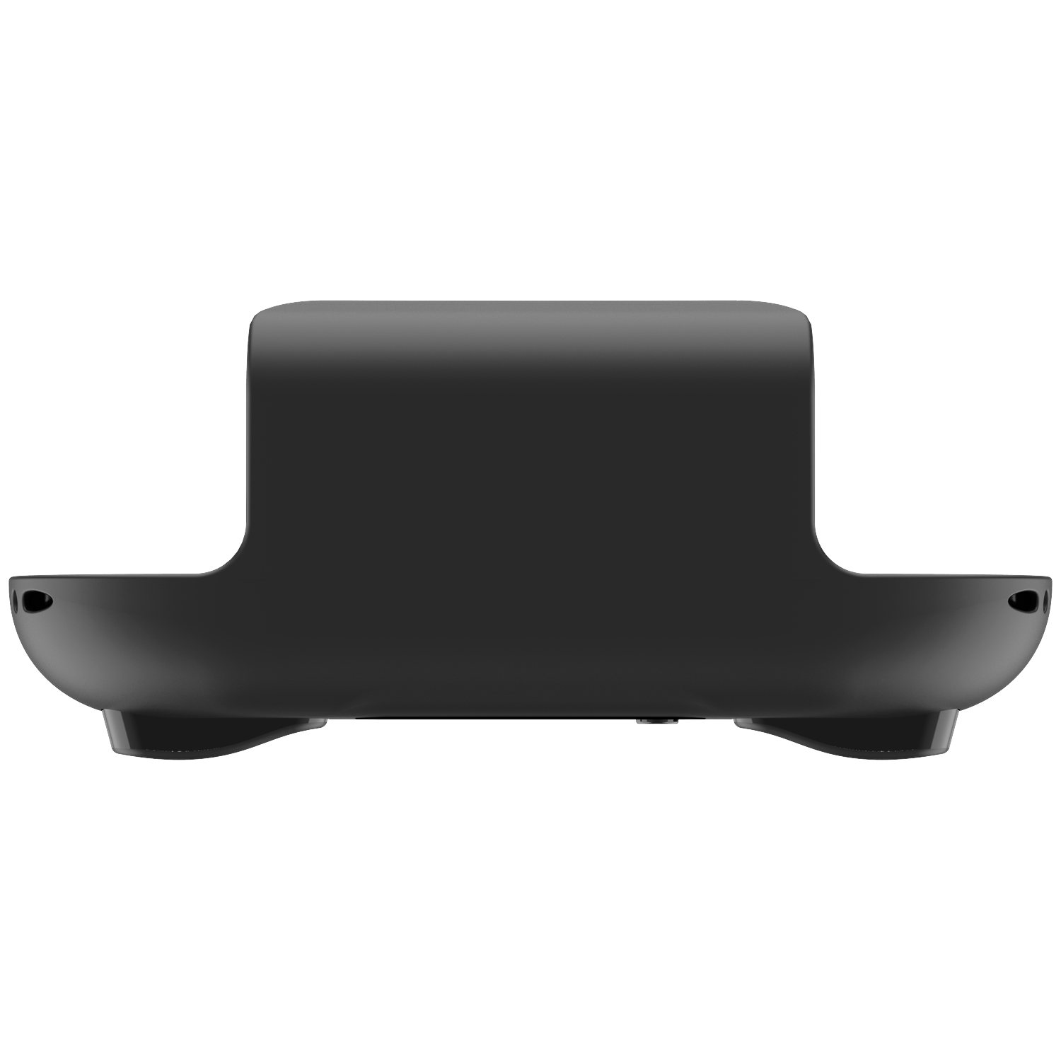 Black glossy holder with two rounded feet and a recess on top.