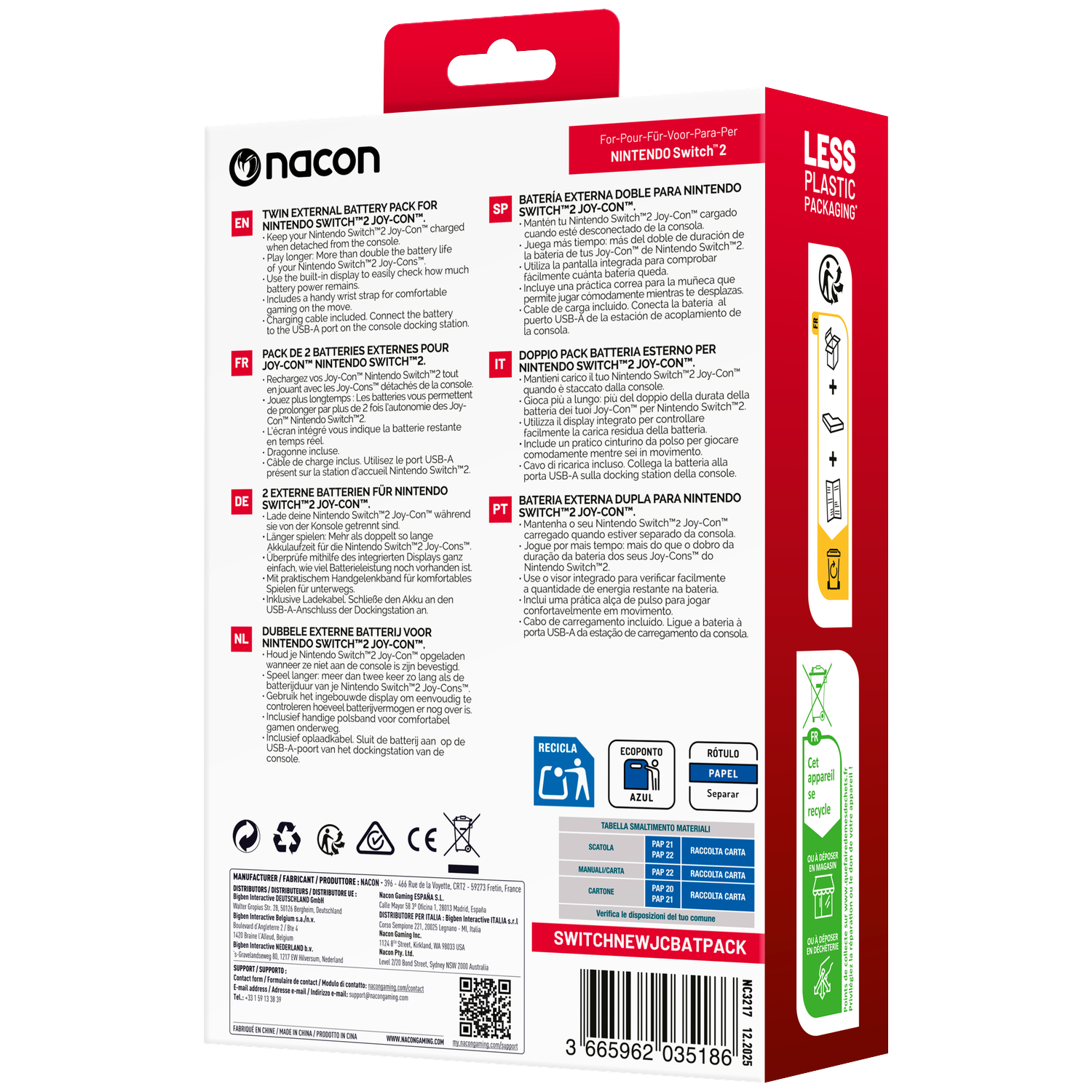Nacon external battery pack for Nintendo Switch Joy-Cons.