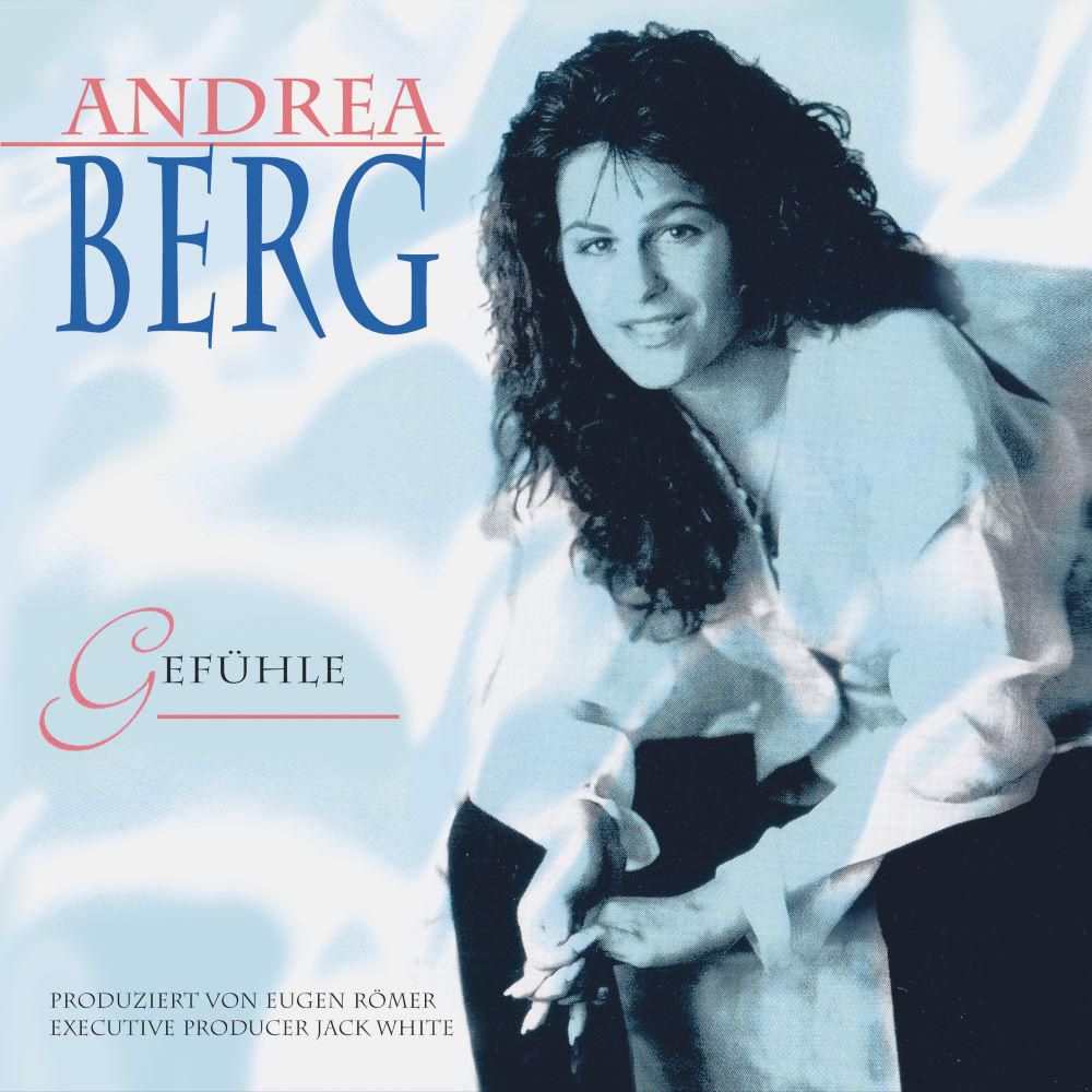 Andrea Berg singt auf einem Albumcover mit dem Titel Gefühle.