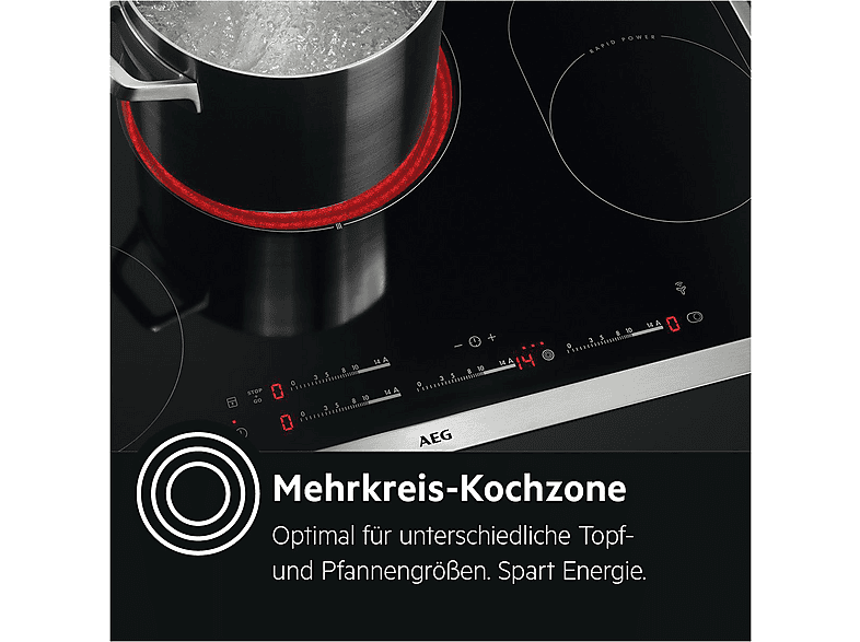 AEG TO64RA07FB 3000 Radiant Hob Strahlungsheizungskochfeld (620 mm breit, 4-Zonen, Glaskeramik, Autarkes Kochfeld) — Foto 4 von 5