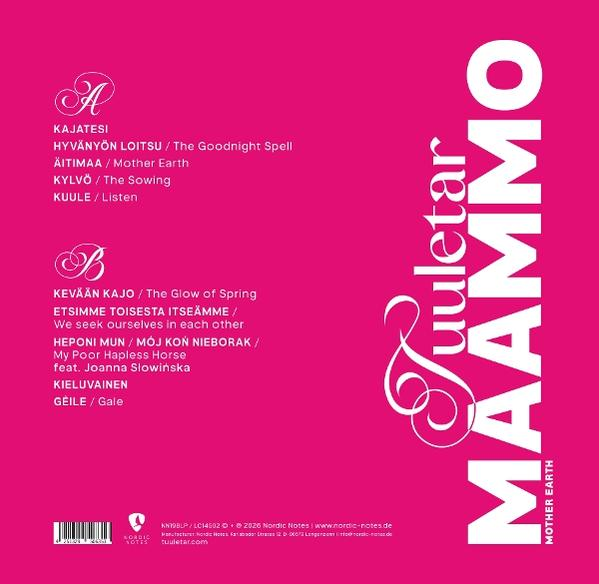 Albumcover mit Titel und Songliste auf pinkem Hintergrund.