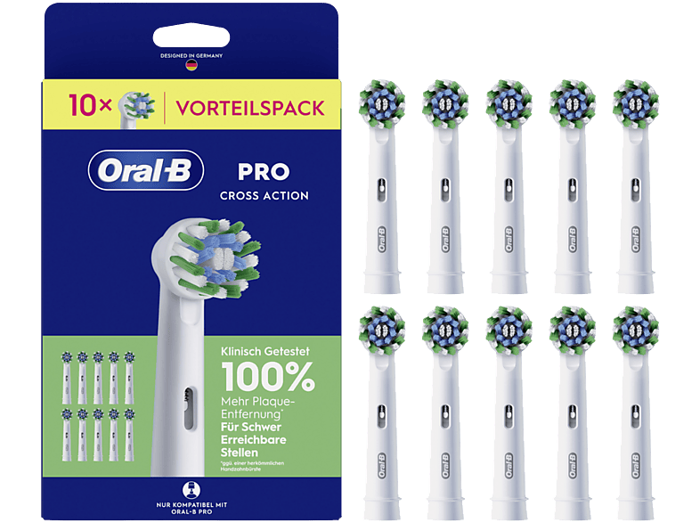 Oral-B Pro CrossAction 10er Aufsteckbürsten, Weiß