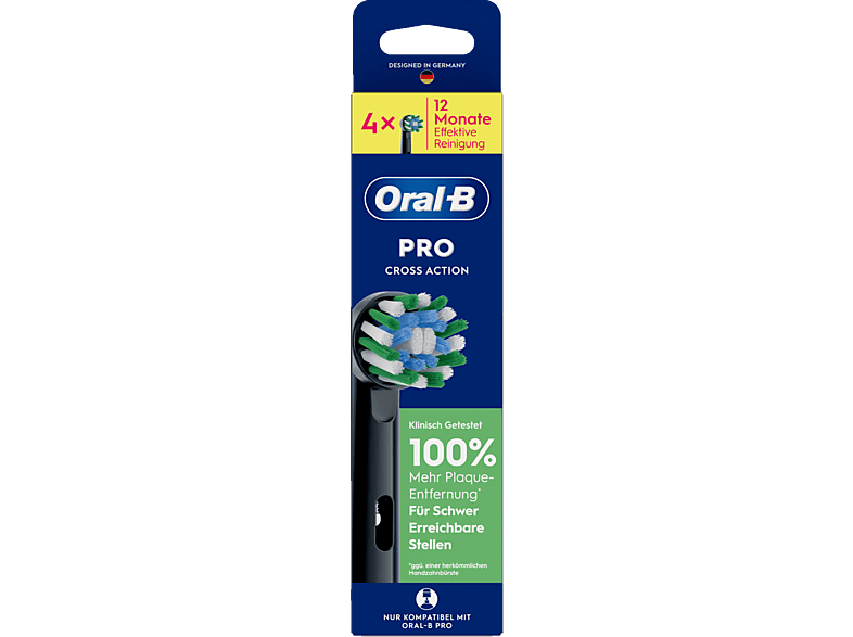 Oral-B Pro CrossAction 4er Aufsteckbürsten, Schwarz