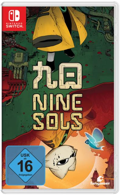 Nintendo Switch Spiel "Nine Sols" Cover mit japanischen Schriftzeichen und einer Figur im gelben Mantel.