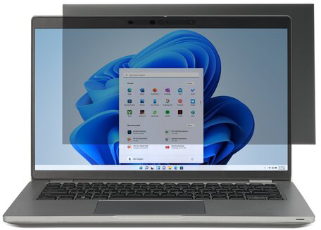 Egy laptop Windows 11 Start menüvel és kék háttérképpel.