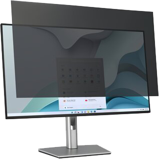 Egy adatvédelmi szűrő takarja le egy monitor képernyőjét, amely absztrakt hátteret jelenít meg.