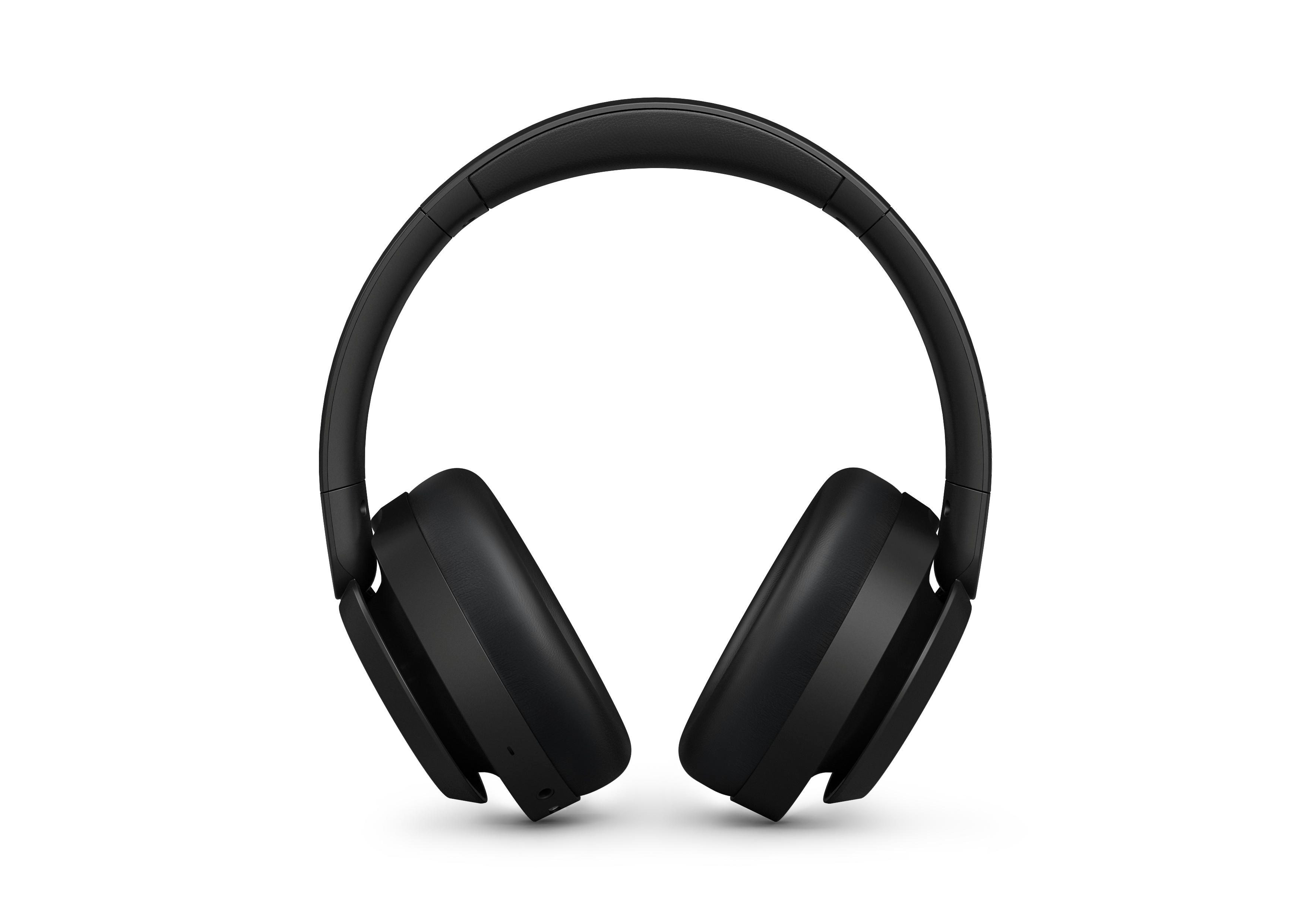 Schwarze Over-Ear-Kopfhörer mit gepolstertem Kopfbügel und Ohrmuscheln.