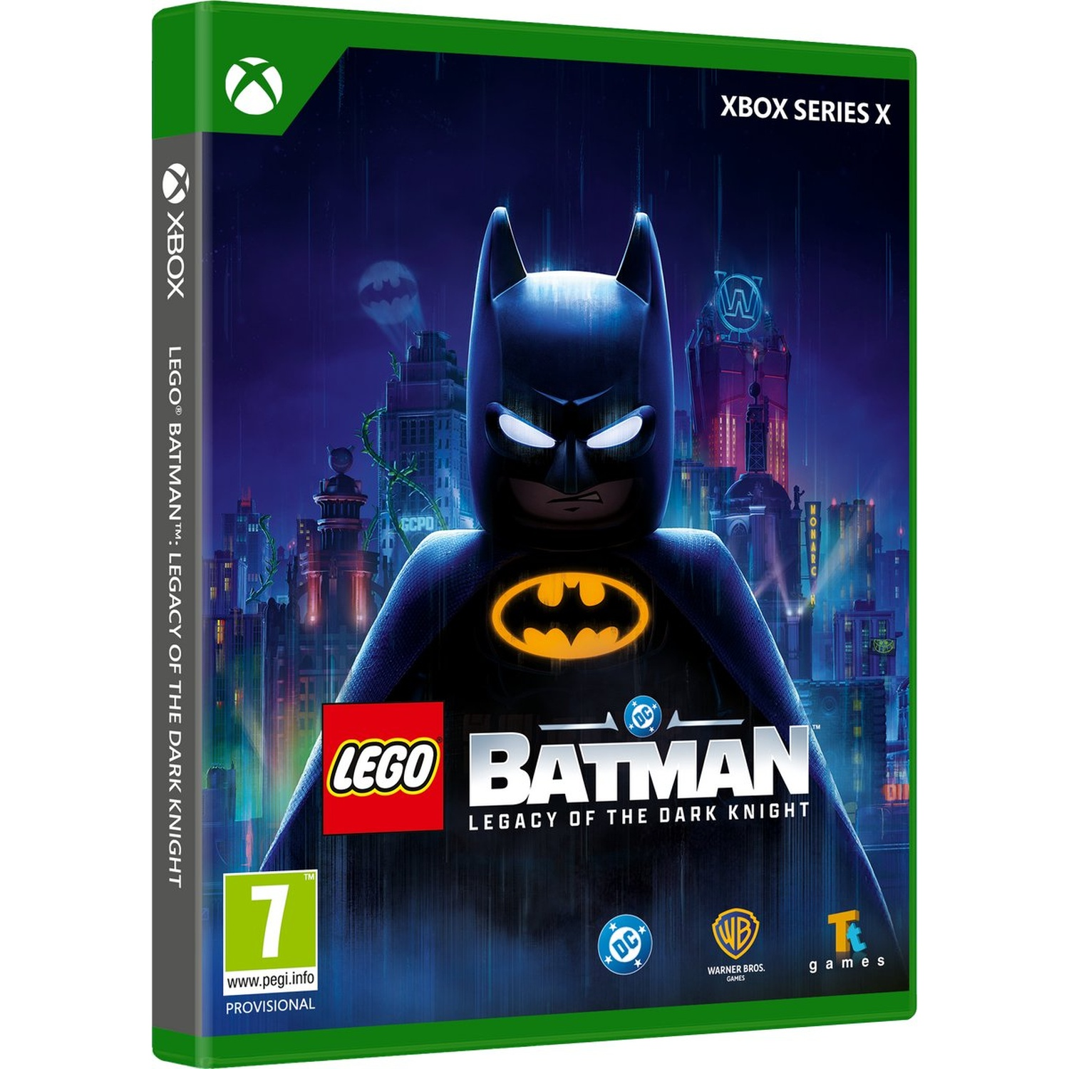 Boîtier du jeu Lego Batman pour Xbox Series X, avec Batman à l'avant.