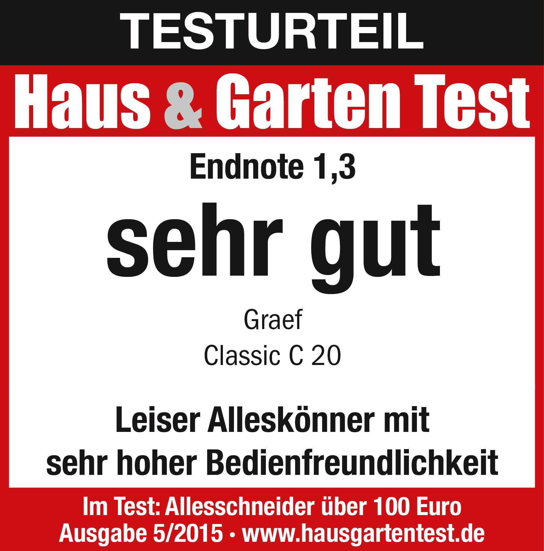 Testurteil: Sehr gut für Graef Classic C 20 Allesschneider.