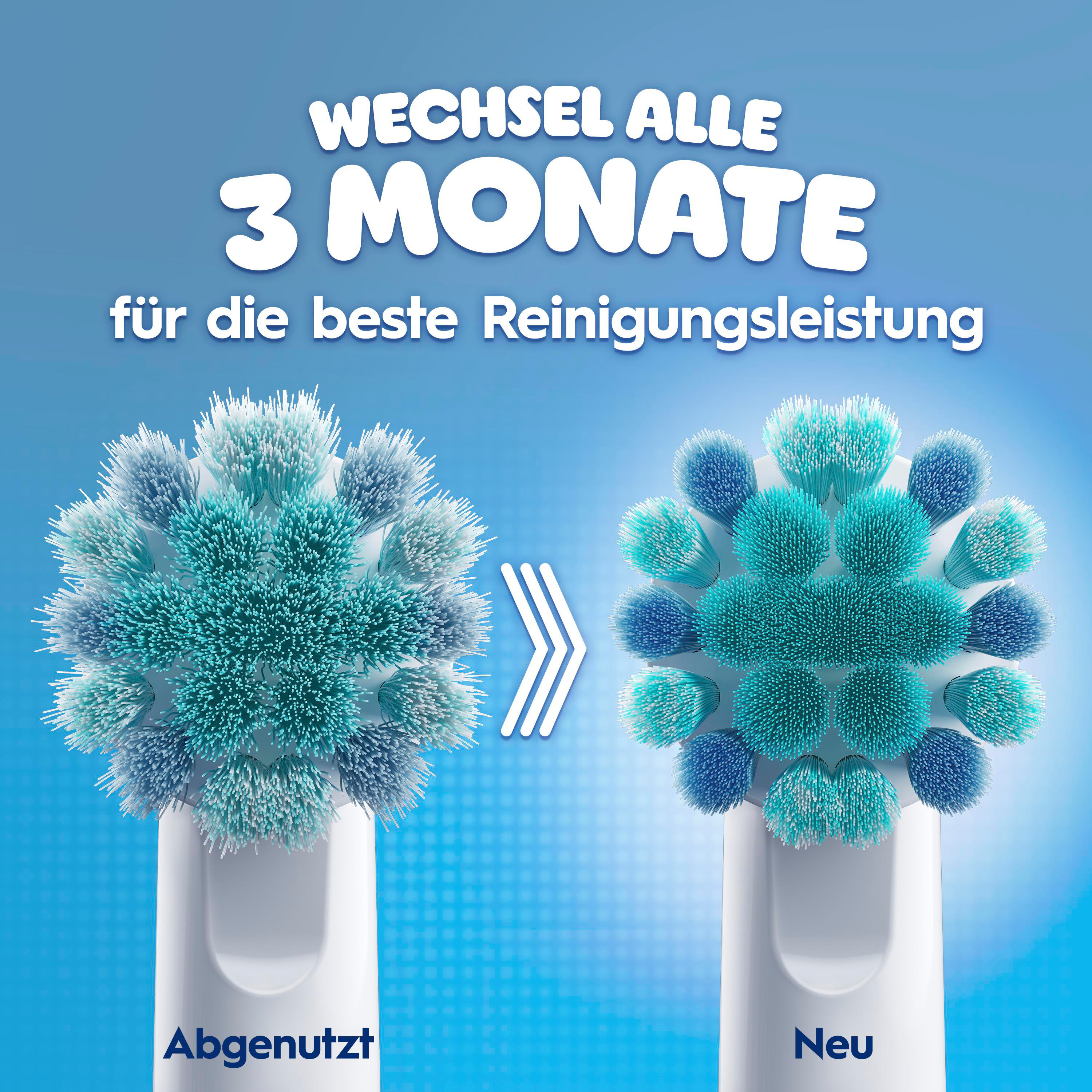 Abgenutzter und neuer Bürstenkopf im Vergleich.