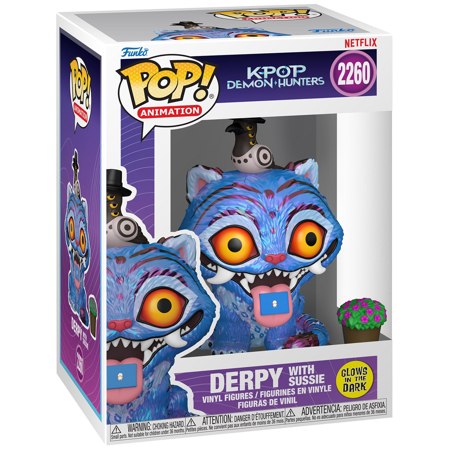 Blue K-Pop Demon Hunters Funko Pop! vinyl figure with big eyes and tongue out.