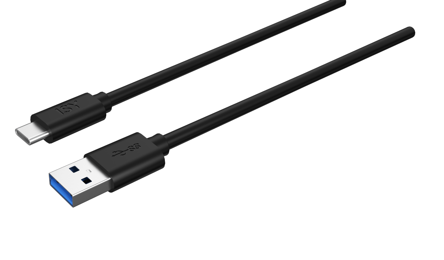 Cable USB-C a USB-A negro con marca de 15W.