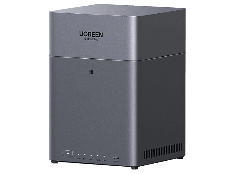 Servidor NAS - Ugreen DH4300 Plus, 4 Bahías, 120TB, 5 Gb/s, 8 GB RAM, NFC, Gris