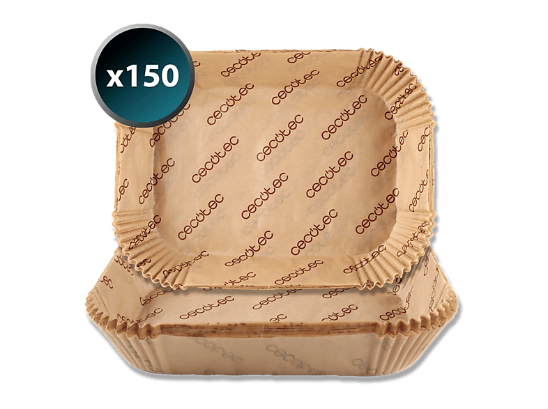 Accesorio freidora - Cecotec Cecofry TwinBucket Paper Pack, 150 papeles, Medidas 24x18x4,5 cm, Pulpa 100% natural, Resiste hasta 230°C, Marrón