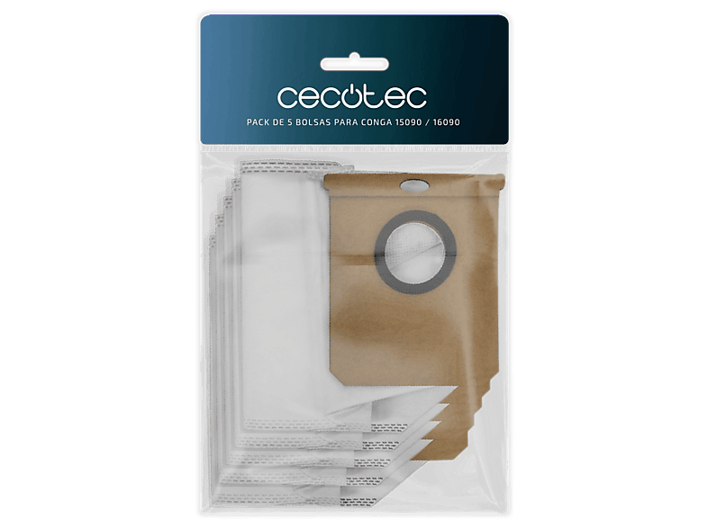 Bolsas de aspirador - Cecotec Pack 5 bolsas para Conga 15090 / 16090, Compatible con robots aspiradores Conga, Multicolor