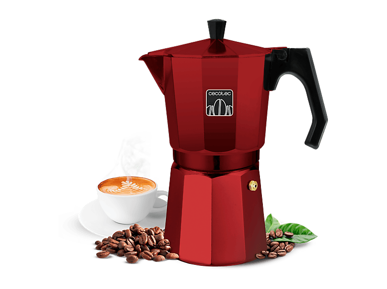 Cafetera tradicional - Cecotec Mokclassic 600 Red, Aluminio, 6 tazas, Filtro acero inoxidable, Apta inducción, gas, eléctrica y vitrocerámica, Rojo