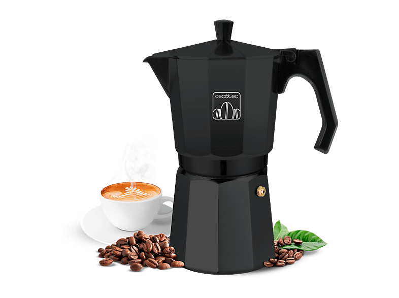 Cafetera tradicional - Cecotec Cumbia Mokclassic 300 Black, Aluminio, 150 ml, Filtro acero inoxidable, Apta gas, eléctrica y vitrocerámica, Negro
