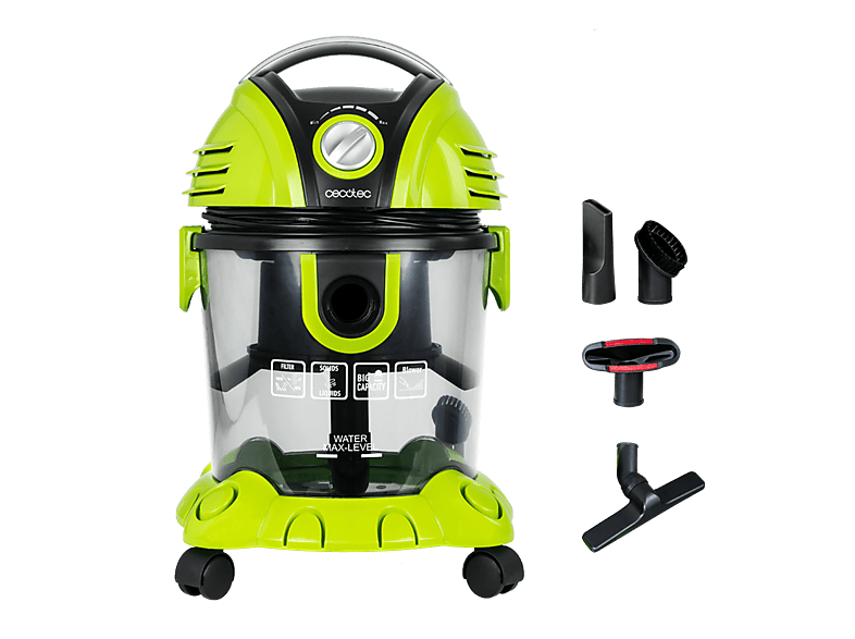Aspirador sólidos y líquidos - Cecotec Conga Wet & Dry T, 1200 W, Capacidad 15 L, Función soplador, Doble filtrado, Radio de acción 7 m, Multicolor