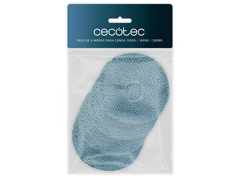 Accesorio aspirador - Cecotec Pack de 4 Mopas para Conga, 15090 / 16090 20090, Compatible con robots aspiradores Multicolor